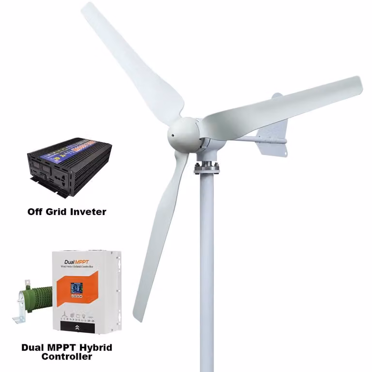 Torre eolica - SM3-5000. Generatore eolico orizzontale - 5000 W - 24 V - 3 pale - Silenzioso - Con sistema di inverter