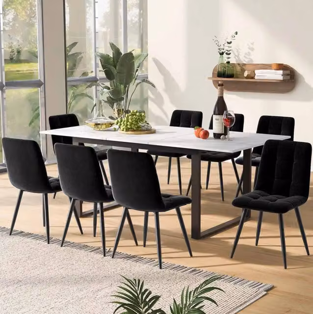 Set tavolo da pranzo allungabile con sedie imbottite
