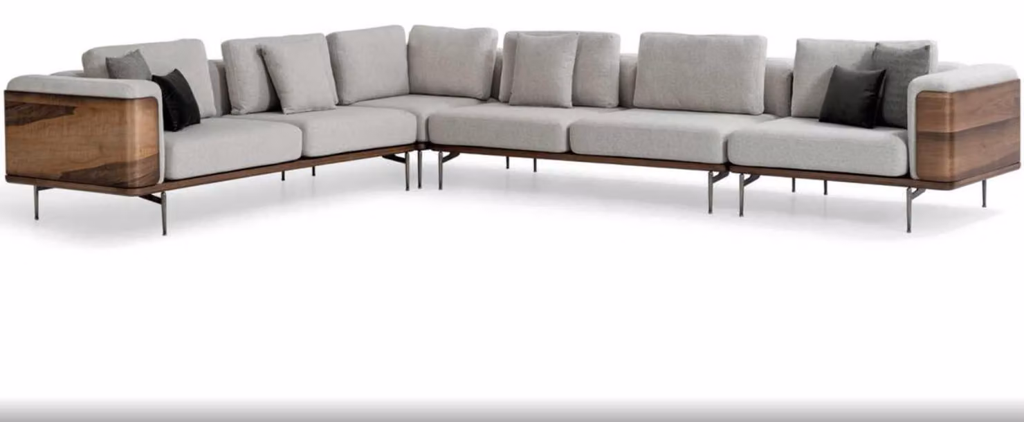 Wohnzimmer Ecksofa L-Form Holz Modernen mit Luxus Designen Eckgarnitur