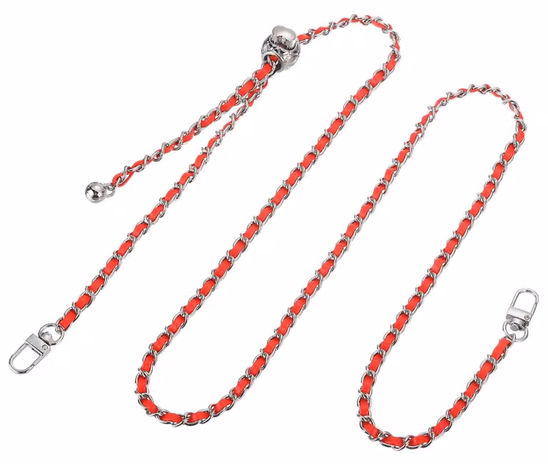 Tracolla per borsa, regolabile, 135 cm, rossa/argento
