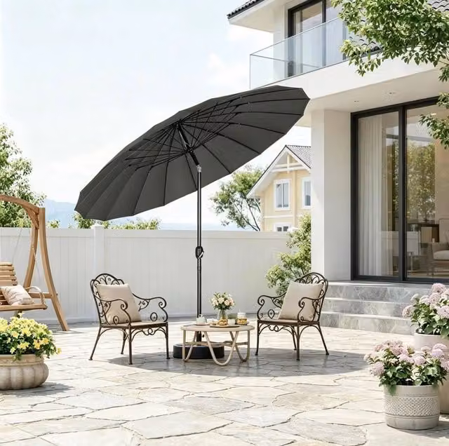 Ombrellone da giardino Ø257 cm inclinabile grigio scuro