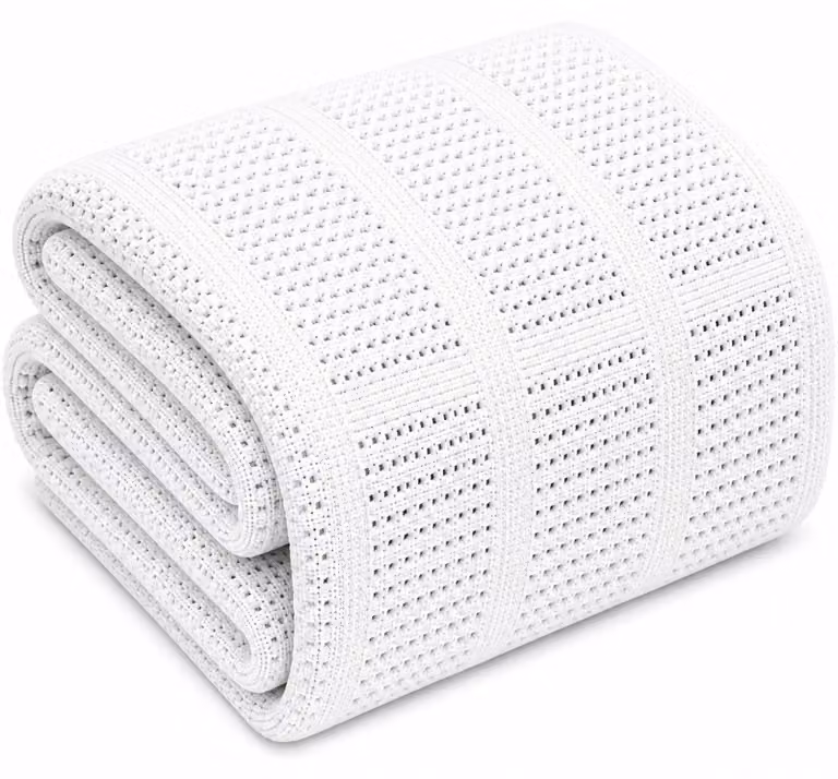 Coperta trapuntata bianca, in cotone, 180 x 230 cm, leggera coperta reversibile per letto singolo