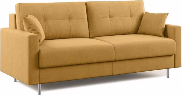 Divano letto matrimoniale Megan Divani.Store in microfibra smacchiabile giallo L: 208 cm, Materasso: 160 x 200 cm