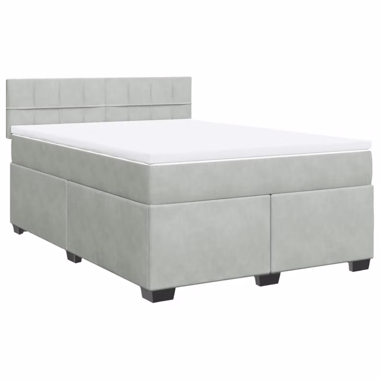 Giroletto a Molle con Materasso Grigio Chiaro 140x200cm Velluto