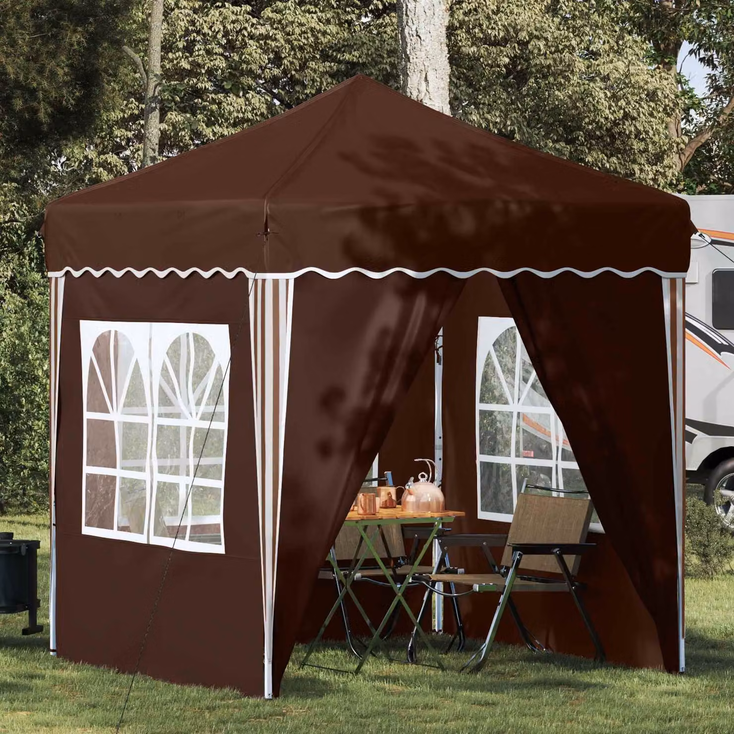 vidaXL Tenda per feste a pop-up Marrone L/P/H: 195 x 195 x 245 cm