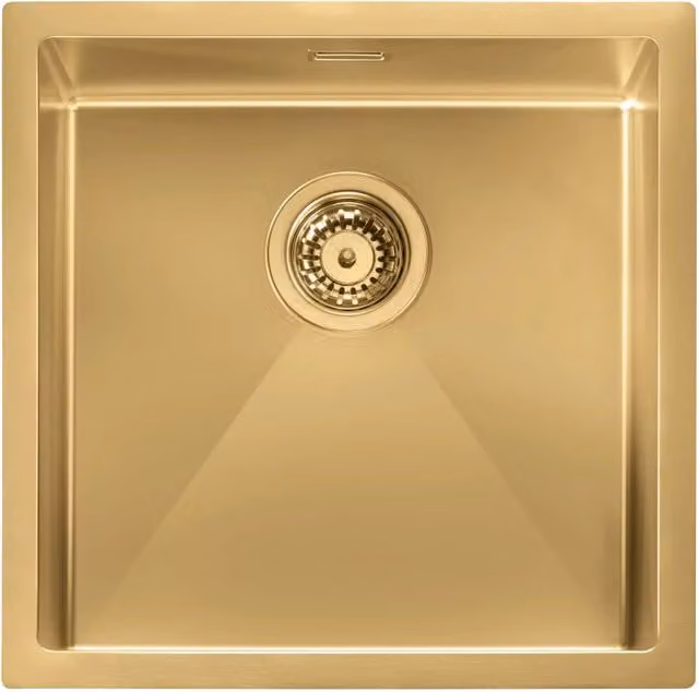 Lavello IRIDE MATT F3" 1 vasca ACCIAIO INOX Finitura: GOLD OPACO, incasso: slim, sottotop e filotop, 45X45 prof. 19 012352.L79.X0.00.2022