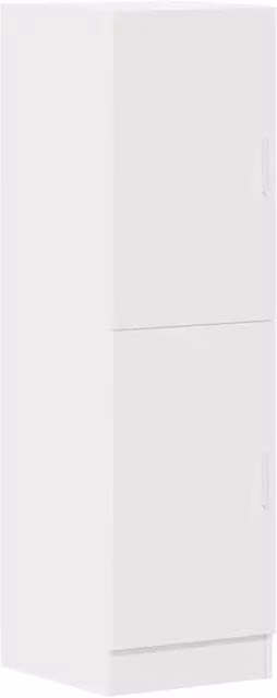 Credenza da cucina moderna in legno multistrato bianco con ante a battente e ripiani interni L/P/H: 38 x 41,5 x 131,5 cm