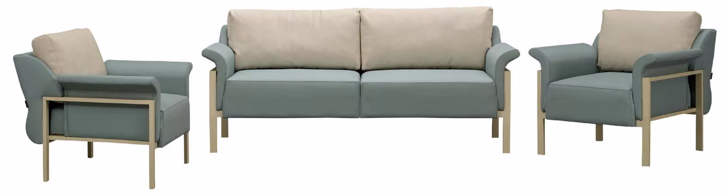 3tlg Sofa Sessel Dreisitzer Möbel Wohnzimmer Leder Polster Couchen Modern
