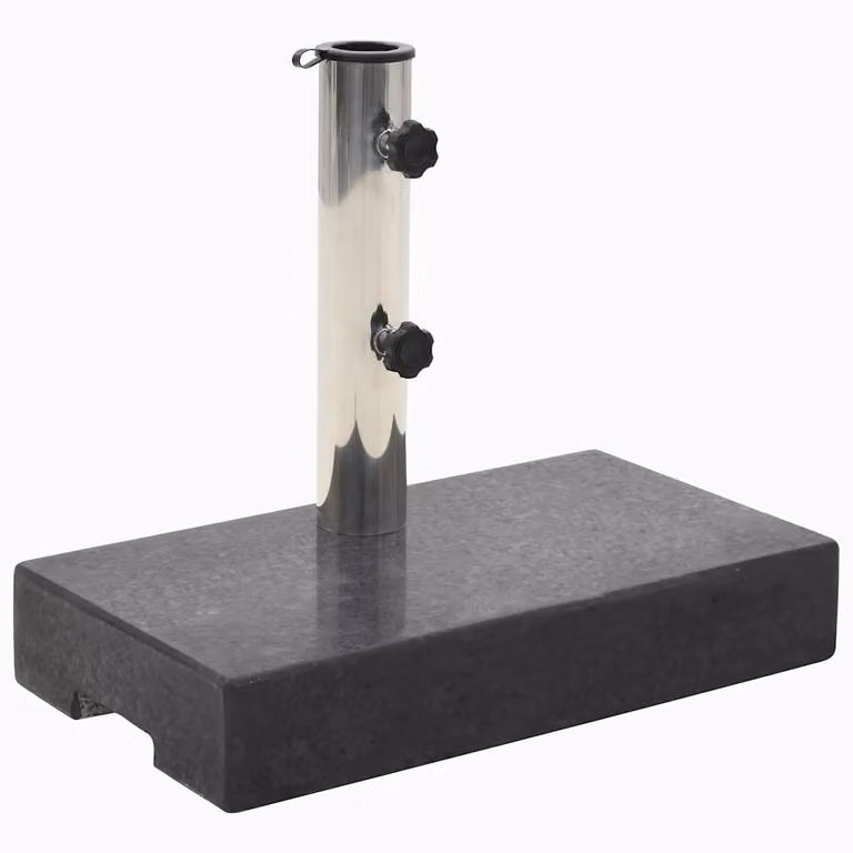 Base per parasole vidaXL in granito rettangolare nera con accenti grigi e acciaio inossidabile, peso 25 kg