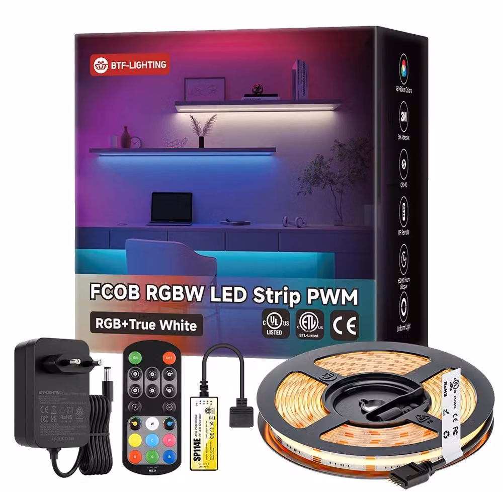 Kit di strisce LED, design flessibile RGBW, compatibile con controller tramite app, set RGBWW da 5 metri, spina EU, tensione 100-240V