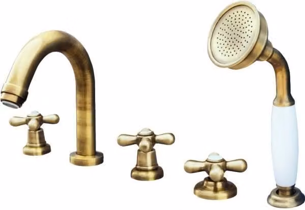 MORAVA RETRO miscelatore vasca a 5 fori in ottone