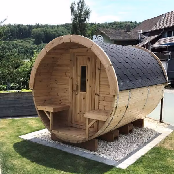 Holzfassauna Saunafass Naturfasssauna Outdoor-Sauna Gartensauna