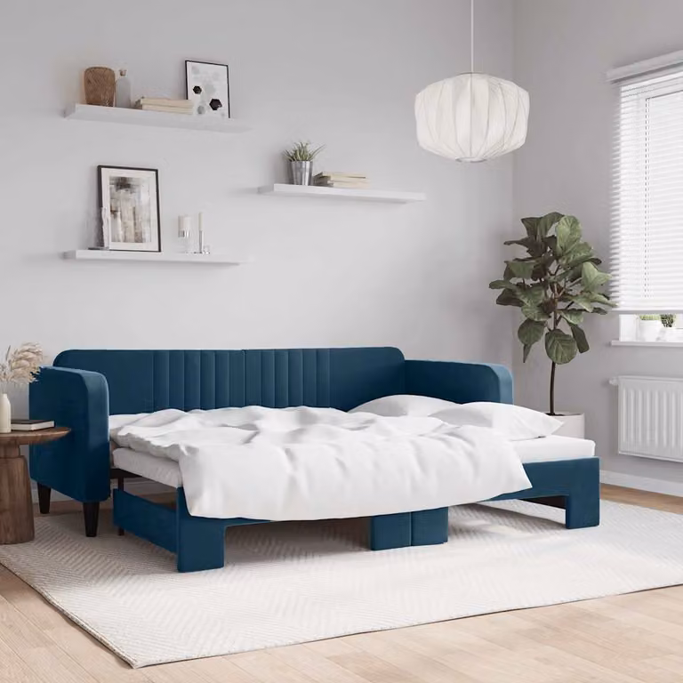 vidaXL Divano Letto con Letto Estraibile Blu 80x200 cm in Velluto