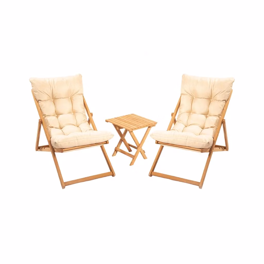 Set Tavolo e 2 Sedie Moderno DMORA in Legno, Colore Marrone, Bianco e Beige – 2