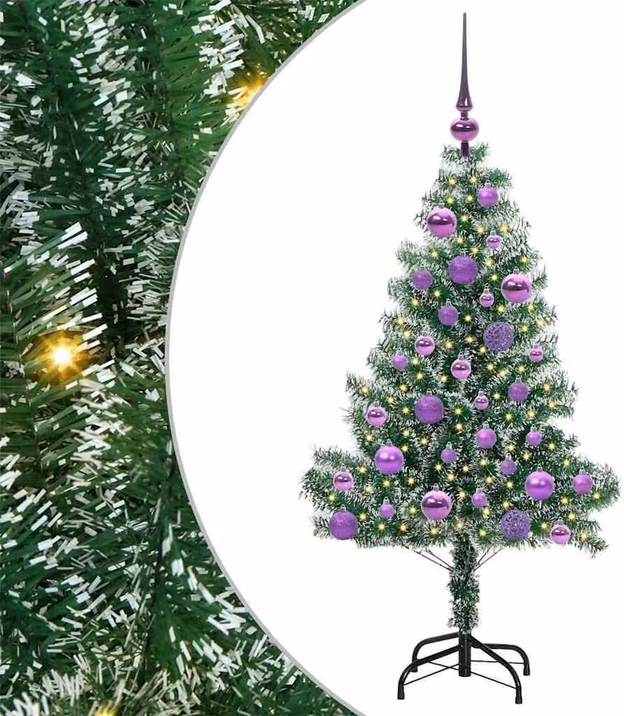 Albero di Natale Artificiale Imbiancato con Luci LED 120 cm