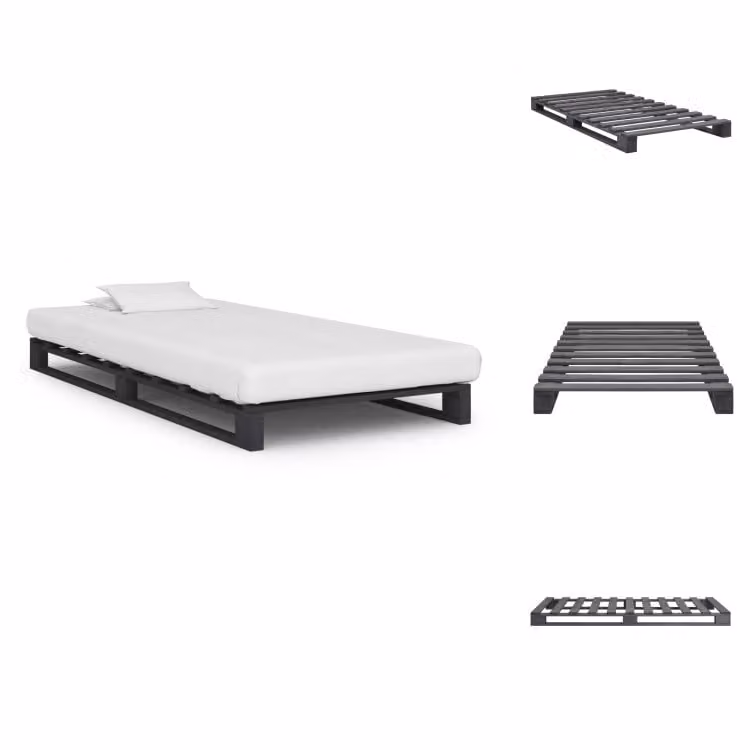 vidaXL Letto pallet grigio pino massiccio 90×200 cm - Letti e strutture letto
