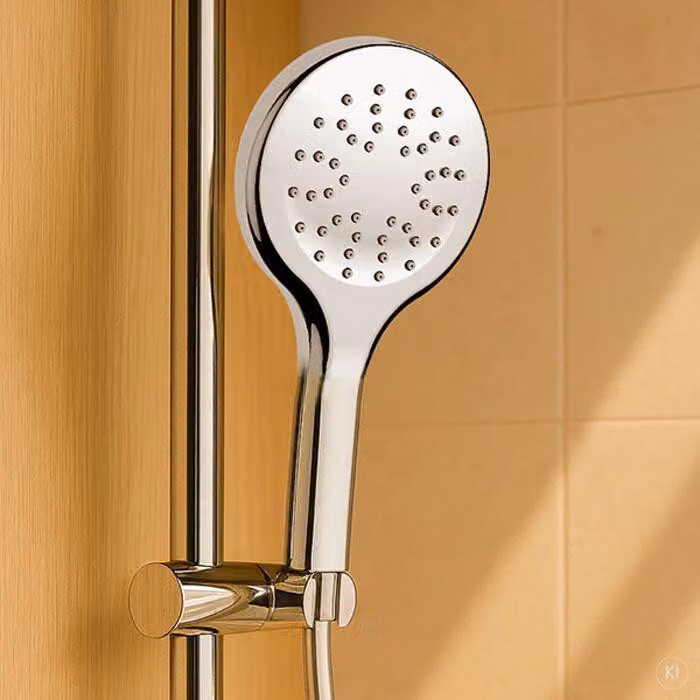 AquaCraft 110 doccetta 120 mm | 1 tipo di getto | soffione a risparmio idrico 6 L/min cromato | soffione doccia a pioggia Easy Clean | soffione doccia attacco standard