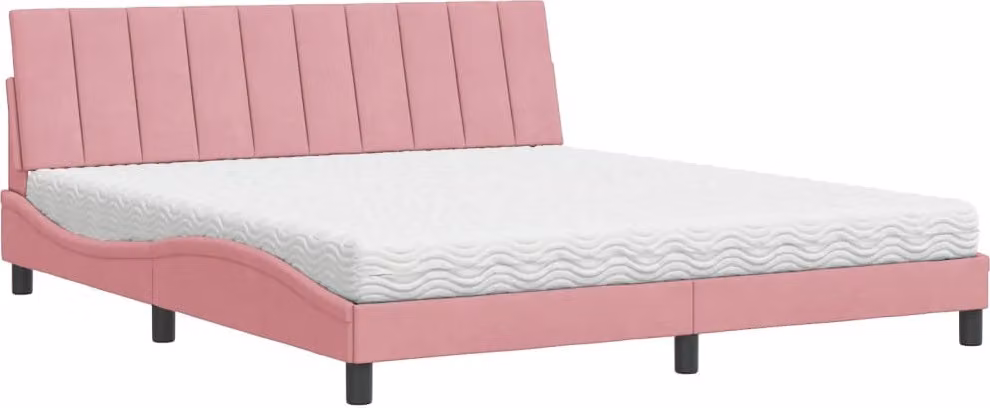 Letto con Materasso Hanko Rosa 180x200 cm in Velluto