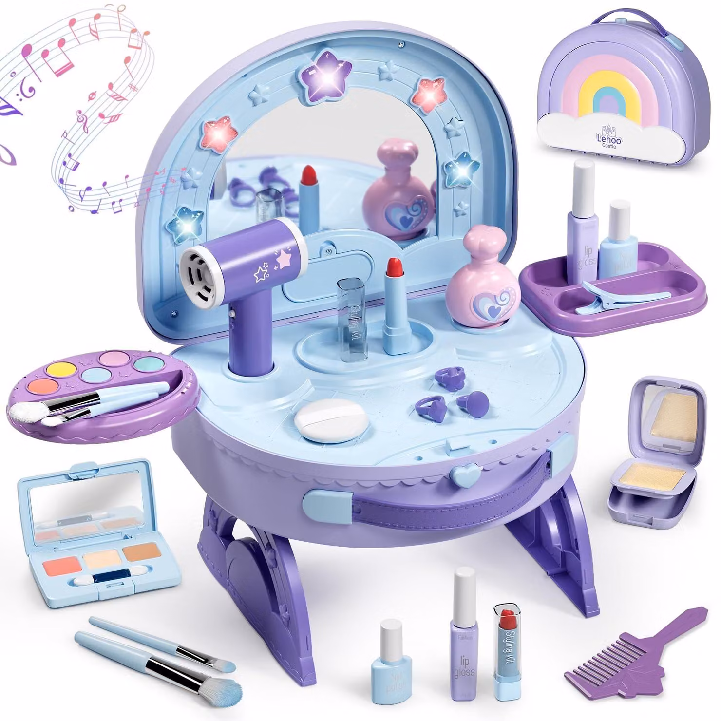 Tavolo da gioco per bambini con set di trucchi per bambine