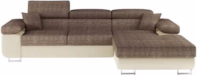 Divano ad angolo convertibile MEUBLORAMA AMANDA beige con funzione letto e poggiatesta regolabile, angolo destro, L/P/H: 280 x 149 x 90 cm – 1