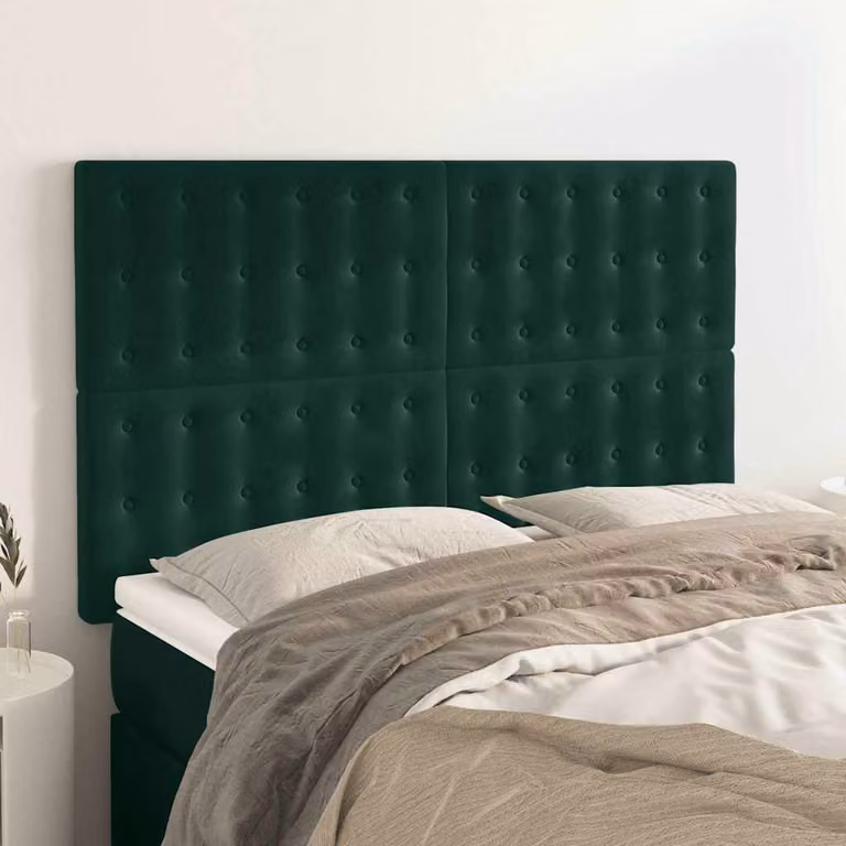 Testiera per letto vidaXL in velluto verde scuro con struttura in legno