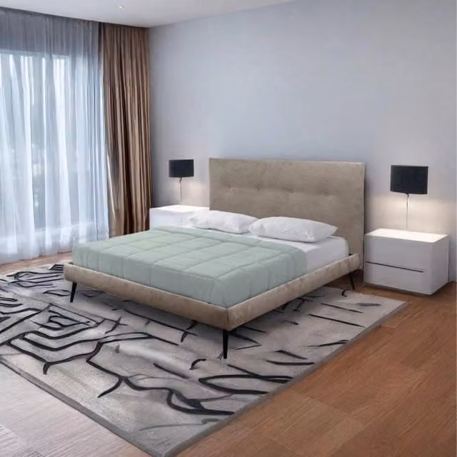 Letto matrimoniale con rete inclusa Stiletto tessuto colore Tortora