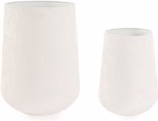 Set di 2 porta vaso moderni Bizzotto in metallo con finitura smaltata opaca, colori beige e bianco