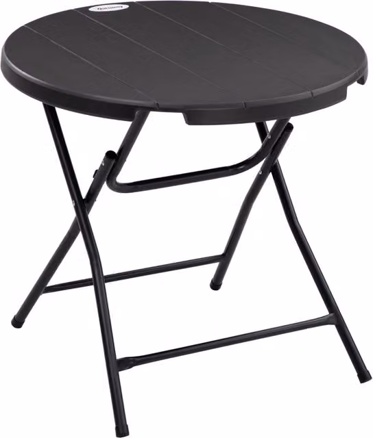 Tavolo da esterno rotondo pieghevole Outsunny in acciaio antracite per giardino o balcone Ø 80 cm x H 73 cm