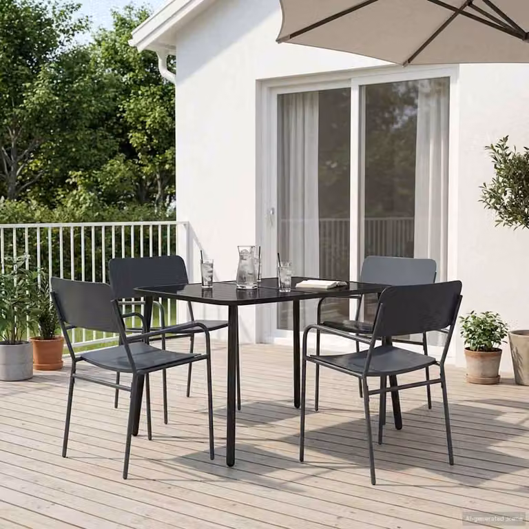 vidaXL Set da pranzo moderno in acciaio antracite per giardino e terrazza, 5 pezzi