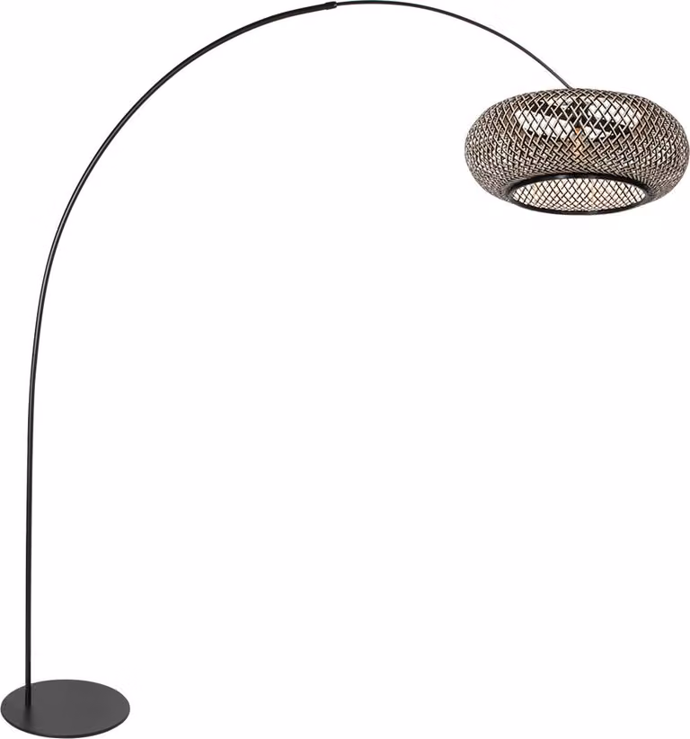 Lampada da terra - naturale nero - Curve - bambù plastica metallo - lampada ad arco - E27 - 4274ZW - Anne Lighting