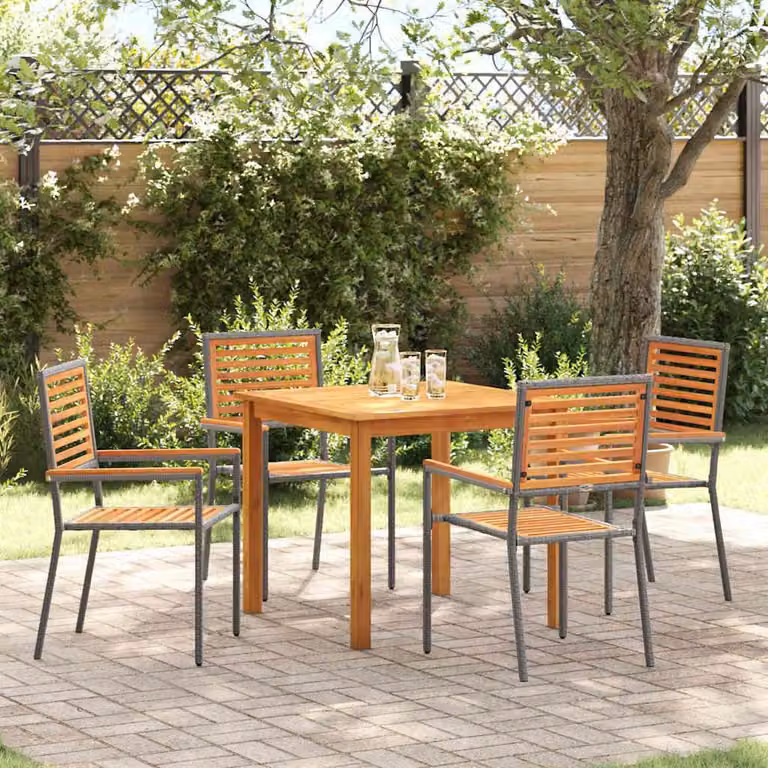 Maison Exclusive - Set da pranzo per esterno, 5 pezzi, legno massello di acacia, colore grigio