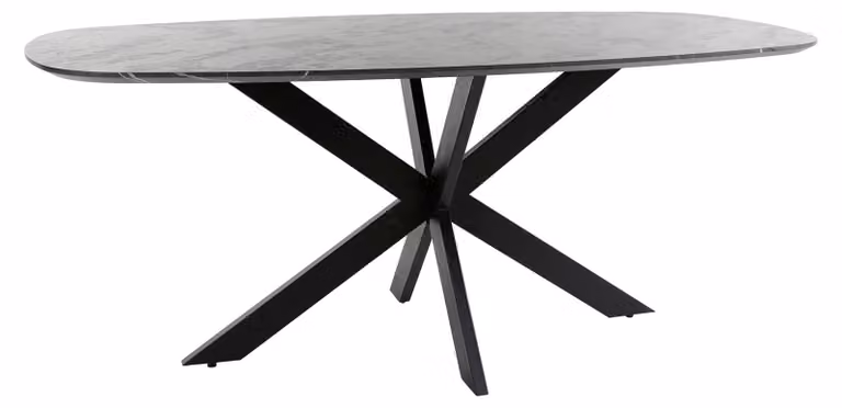 Tavolo da pranzo FURNLUX in marmo onice nero e nero 180 cm / Colore principale: nero / Dimensioni: 180 x 77 x 90 cm