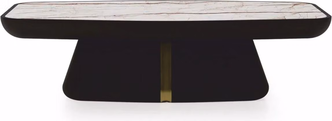 Tavolino Casa Padrino con piano in marmo marrone scuro / ottone / bianco-marrone 150 cm