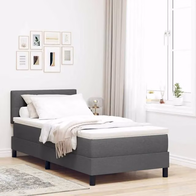 Letto a molle con strisce LED vidaXL in tessuto grigio, L/P: 100 x 200 cm