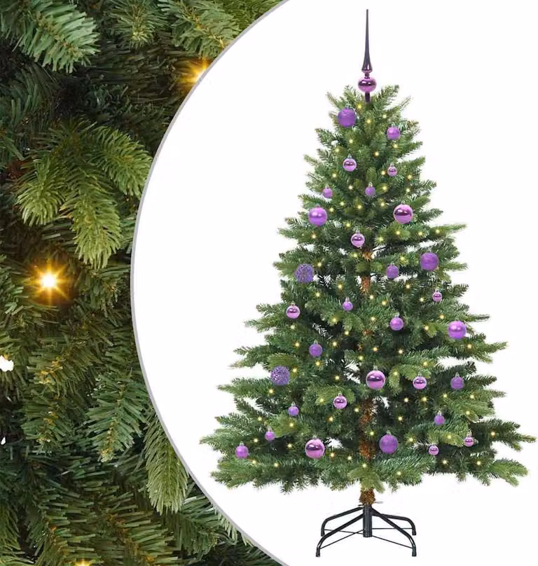 Albero di Natale artificiale con 150 LED Verde 150 cm PE e PVC