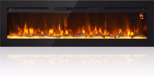HOMCOM Camino Elettrico da 170 cm a Incasso o a Parete, 1500W, Timer 24 Ore, Fiamma Regolabile, Cristalli   Aosom Italy