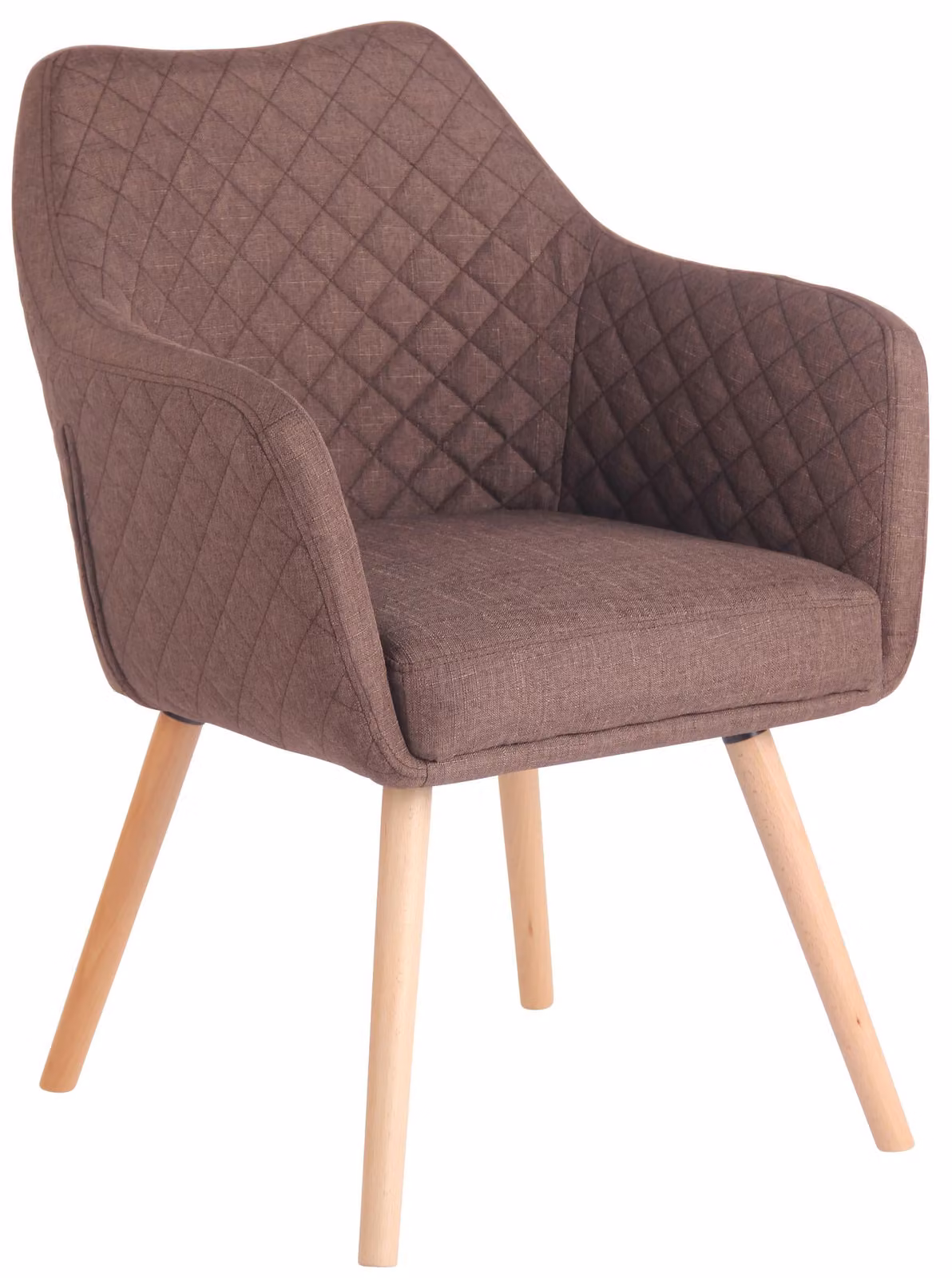 Sedia da pranzo CLP Gent con braccioli, poltrona con struttura in legno, sedia da cucina moderna con struttura marrone e finitura naturale