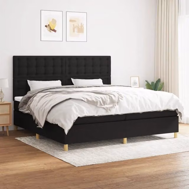 Letto Ibrido con Giroletto a Molle e Materasso vidaXL, Colore Nero e Bianco, L/P/H: 200 x 200 x 25 cm