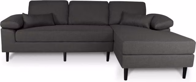 Divano angolare 3 posti con chaise longue destra tessuto grigio scuro - Washington - DI-WA05FBC-CLDX