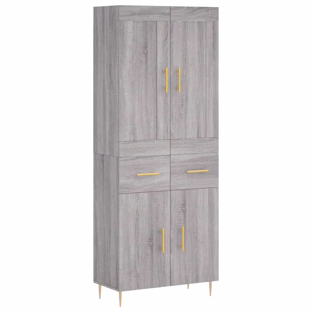 Credenza Grigio Sonoma 69,5x34x180 cm in Legno Multistrato