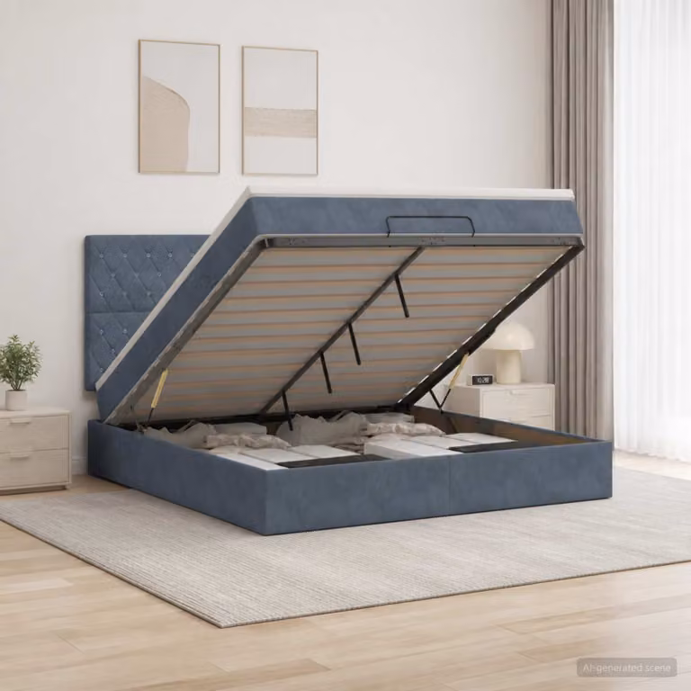 Letto ottomano con materasso vidaXL in velluto Grigio Scuro L: 160 cm, P: 200 cm, H: 88 cm