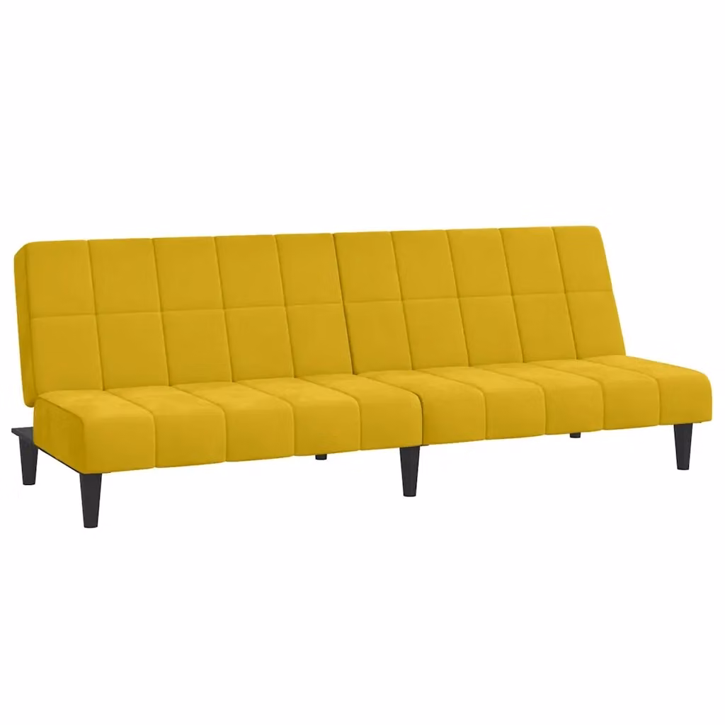 Divano Letto Click Clack vidaXL in Velluto Giallo con Struttura in Legno Solido e Poggiatesta Regolabile per il tuo Soggiorno – 2