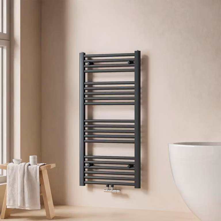 EMKE Radiatore da bagno Asciugamano Scaldasalviette 50x100cm 427 Watt antracite Radiatore da bagno Attacco medio senza elemento riscaldante