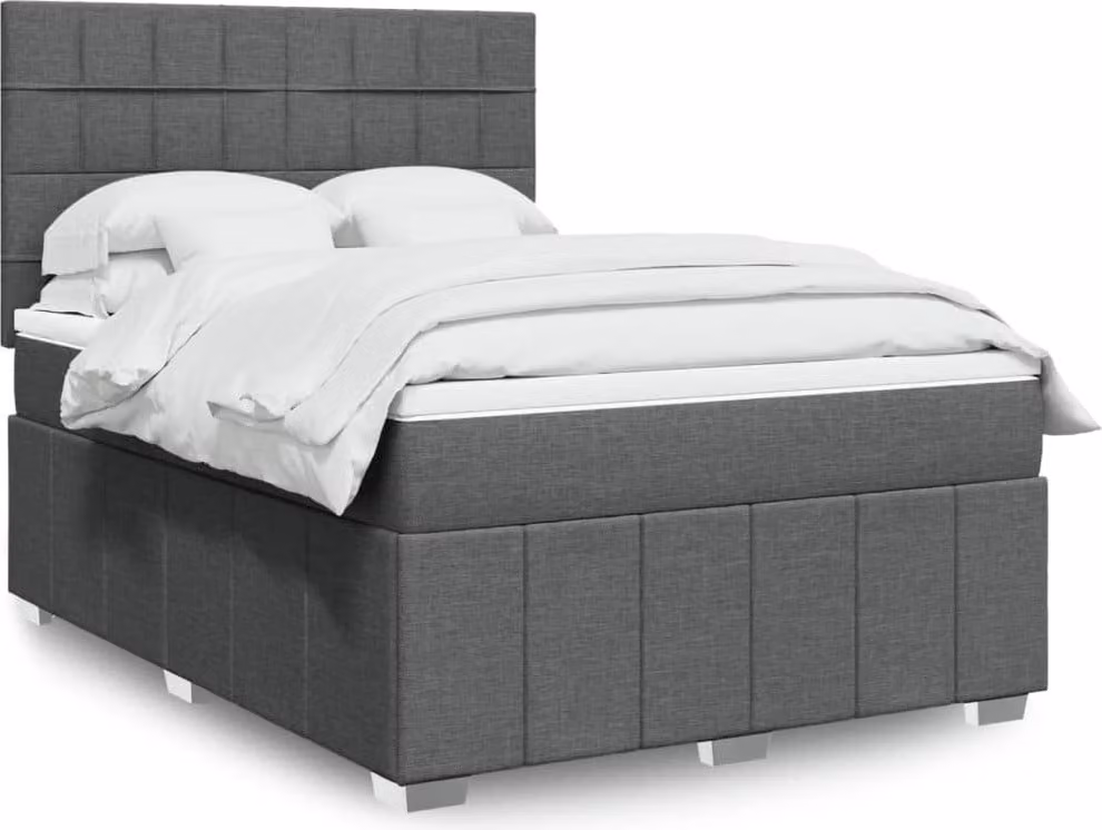 Maison Exclusive - Giroletto a Molle con Materasso Grigio Scuro 160x200 cm Tessuto