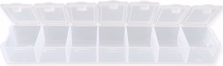 Scatola di selezione per perline, trasparente, 15,5 x 3 x 1,8 cm, 7 scomparti