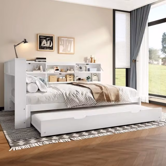 Divano Letto Contenitore con Testiera ¨C MINIMAL ¨C Bianco 140x200