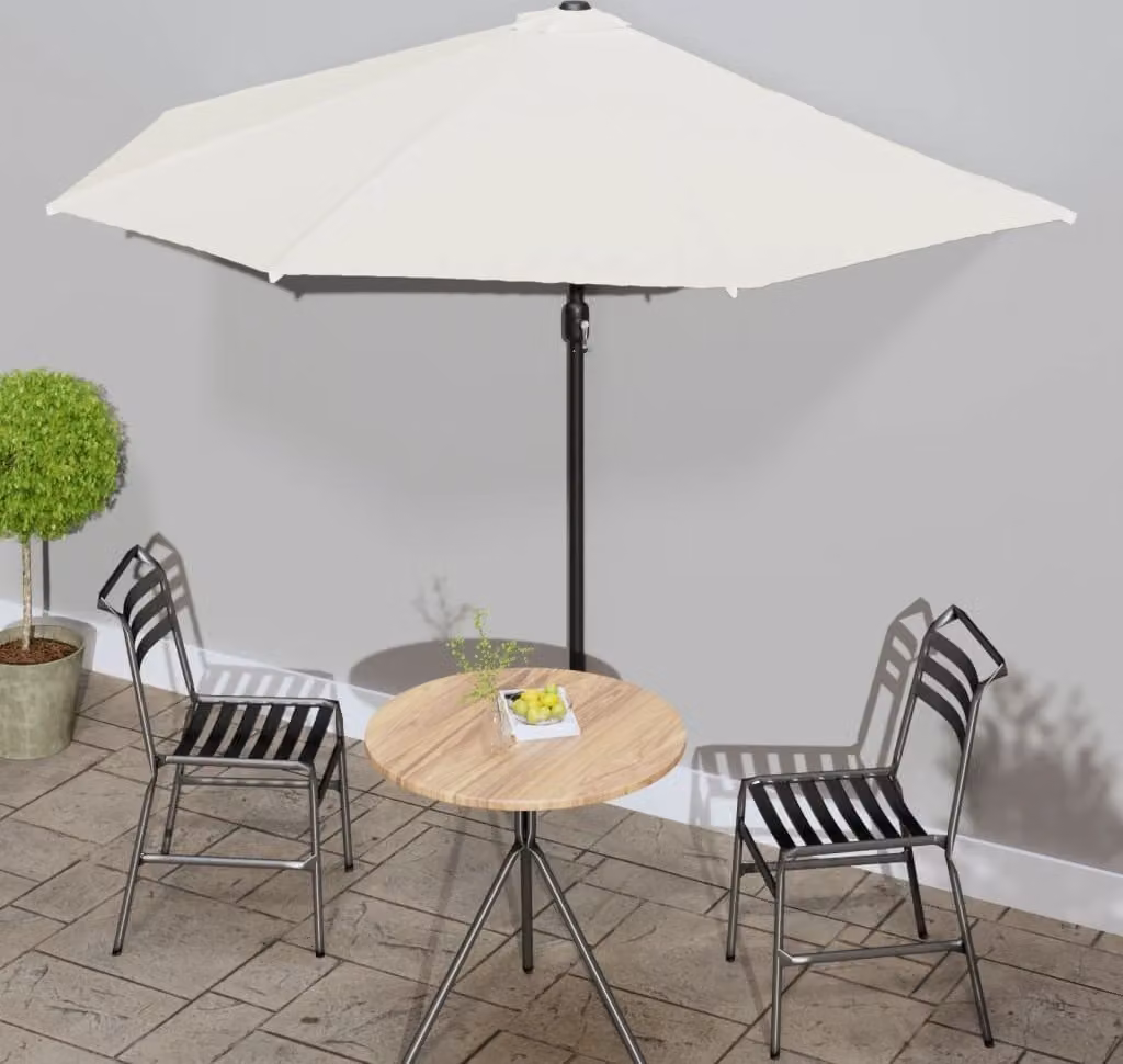 The Living Store Ombrellone da balcone con palo in alluminio color sabbia 300x155 cm Semicircolare