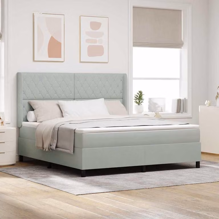Maison Exclusive - Letto boxspring con materasso e illuminazione a LED, grigio chiaro, 180 x 200 cm, velluto