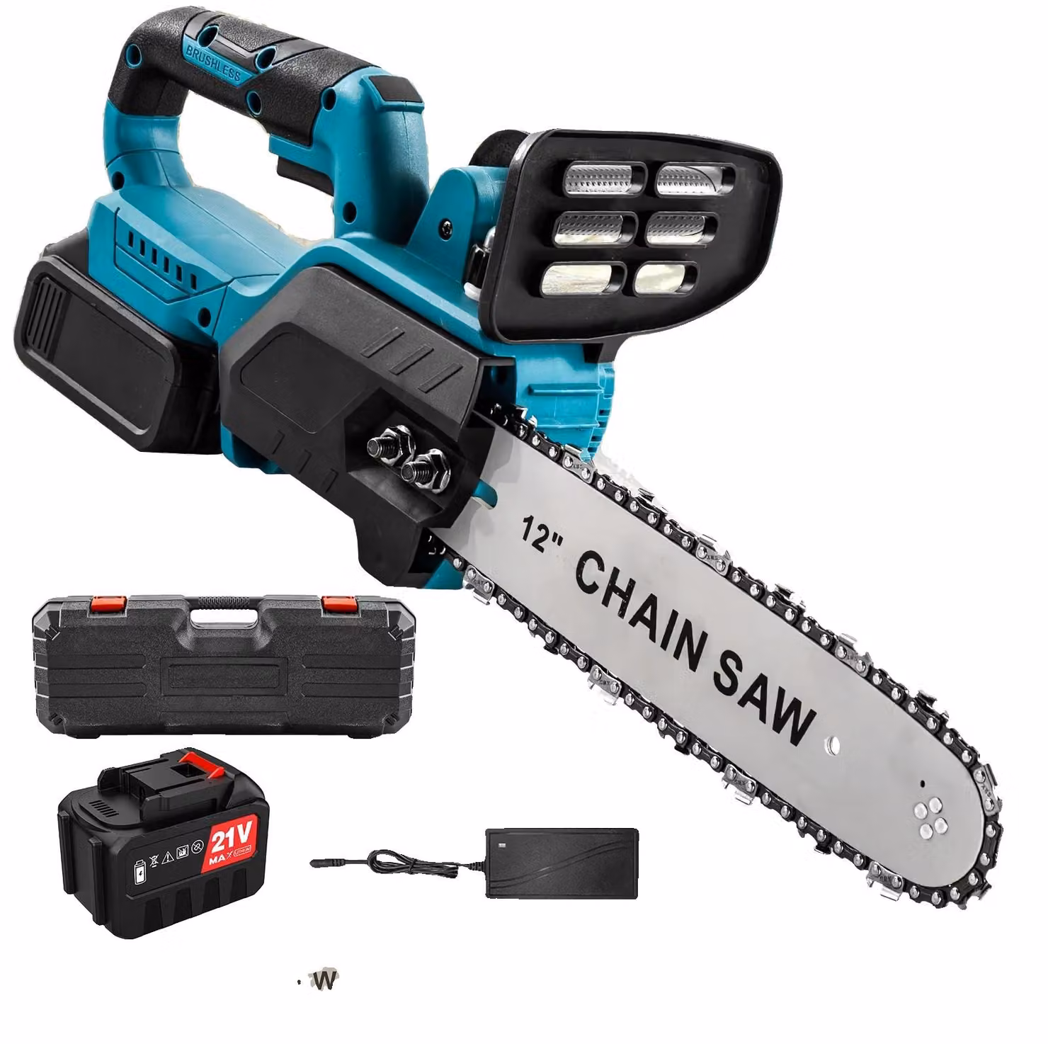 Troncatrice a catena, senza fili, utensile elettrico, con 1 batteria inclusa