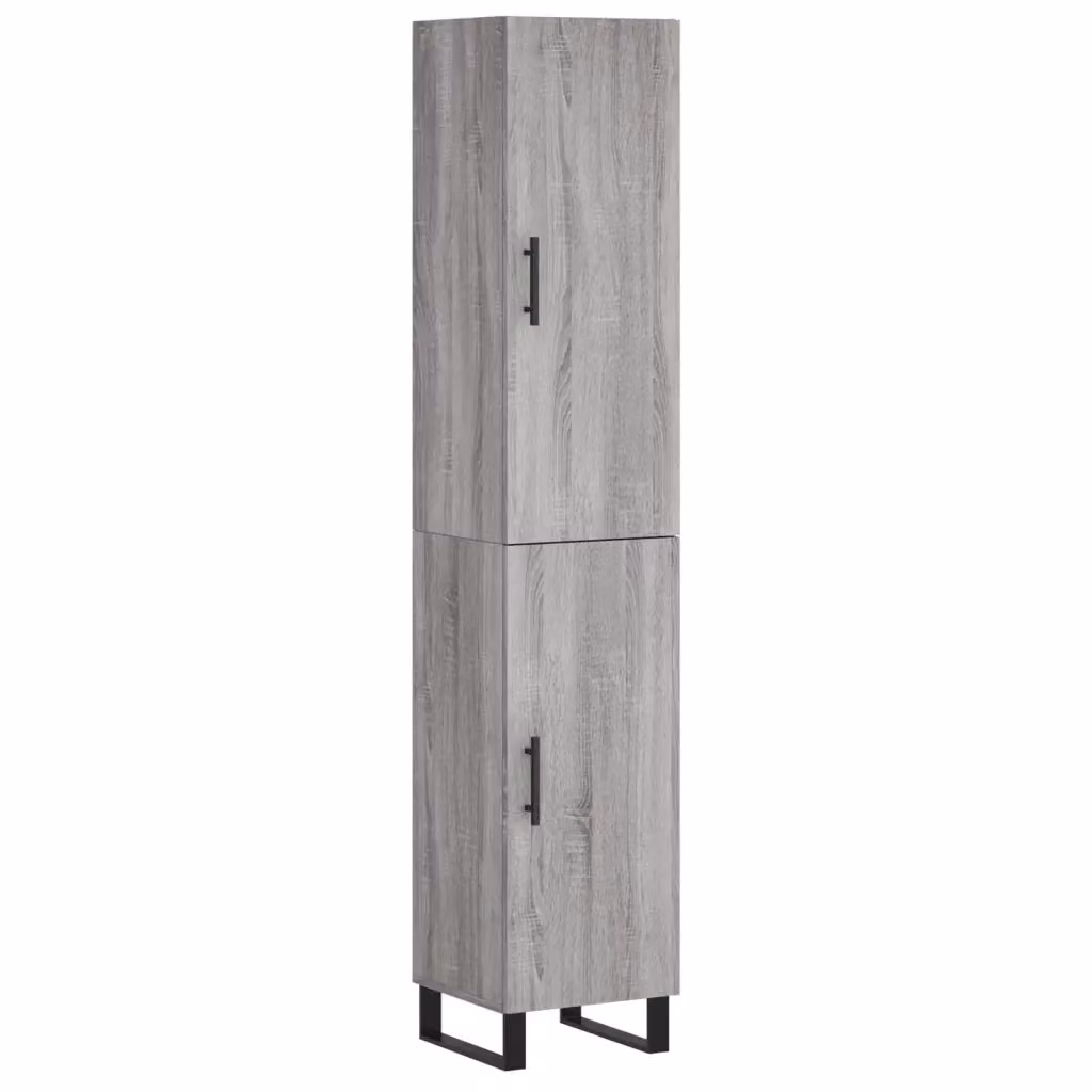 Credenza moderna da parete vidaXL in legno e metallo, Grigio, L: 34,5 cm, P: 34 cm, H: 180 cm – 2